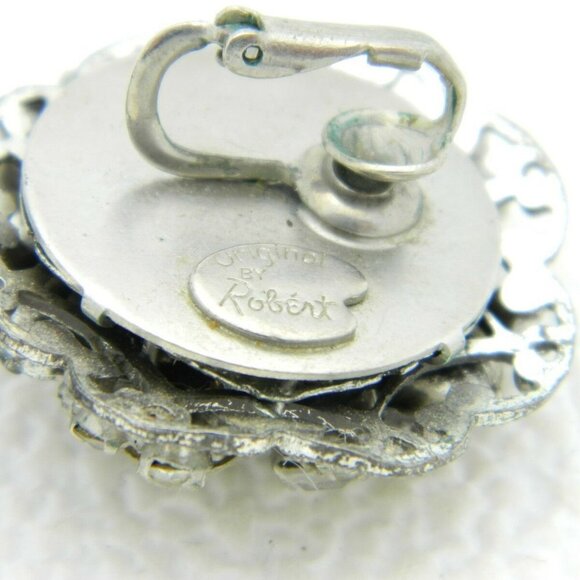 Original By Robert Clear Rhinestone Silver Earring - Picture 6 of 6